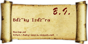 Béky Izóra névjegykártya